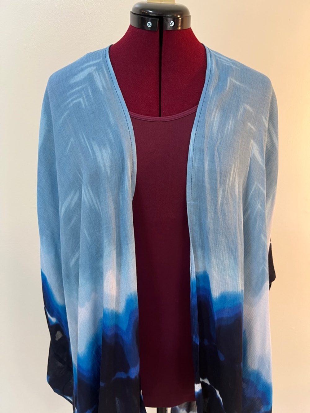 Vince Camuto Blue Tie Dye Sheer Beach Cover Up Kimono One Size NWT Resort Wear